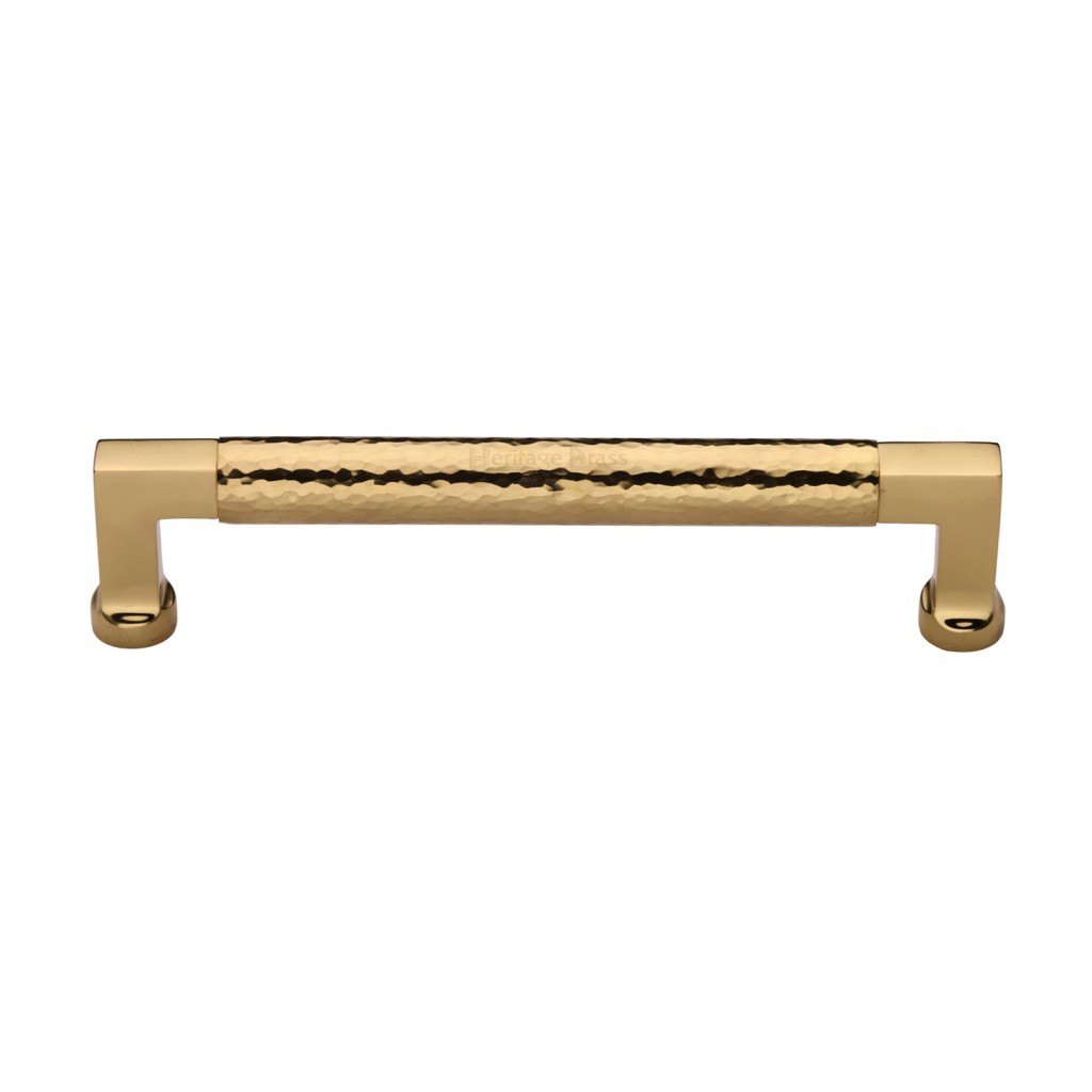 M Marcus Heritage Brass Cabinet Pull Bauhaus Hammered Design 160mm Centre to Centre